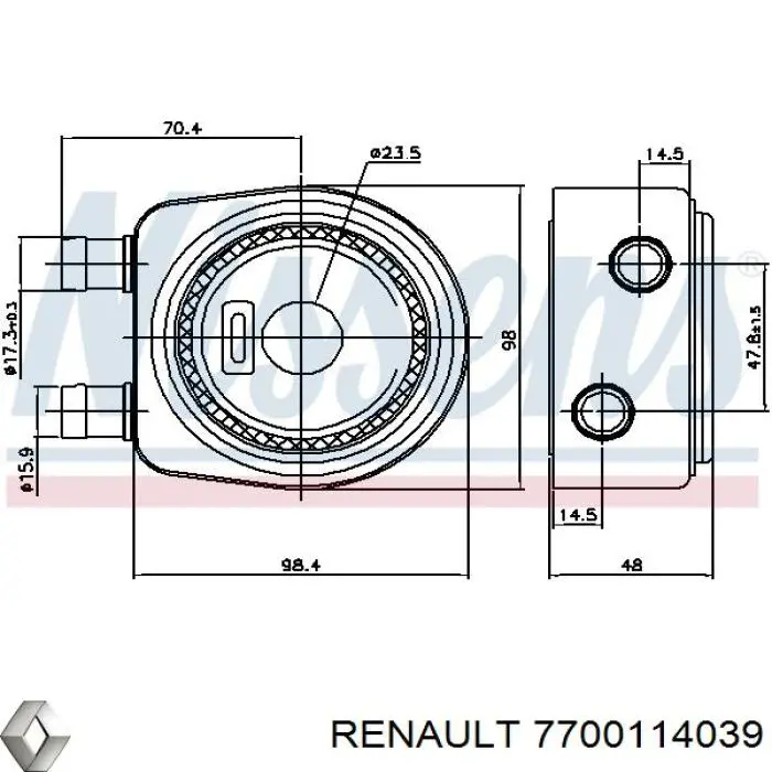 Radiador de aceite debajo del filtro Renault (RVI) 7700114039 precio, desde 46,46 EUR