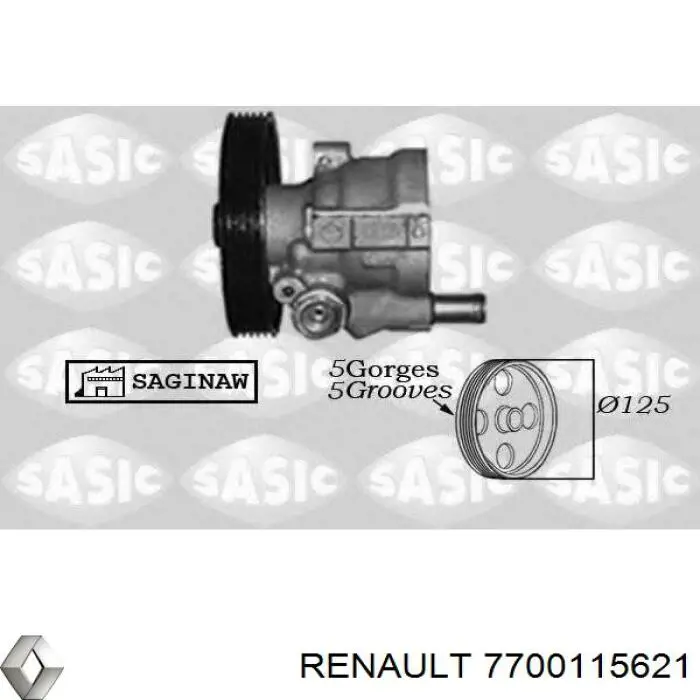 7700115621 Renault (RVI) Polea de bomba de la dirección asistida