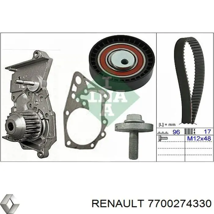 Kit de distribución 7700274330 Renault (RVI)