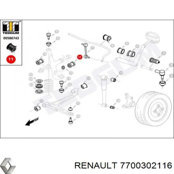 7700302116 Renault (RVI) silentblock de brazo de suspensión delantero superior
