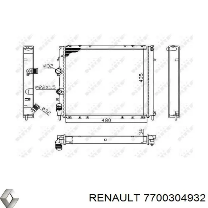 7700304932 Renault (RVI) radiador