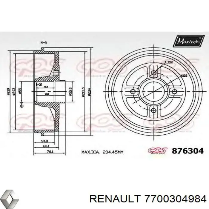 Comprar 7700304984 Renault (RVI) Tambor de freno trasero
