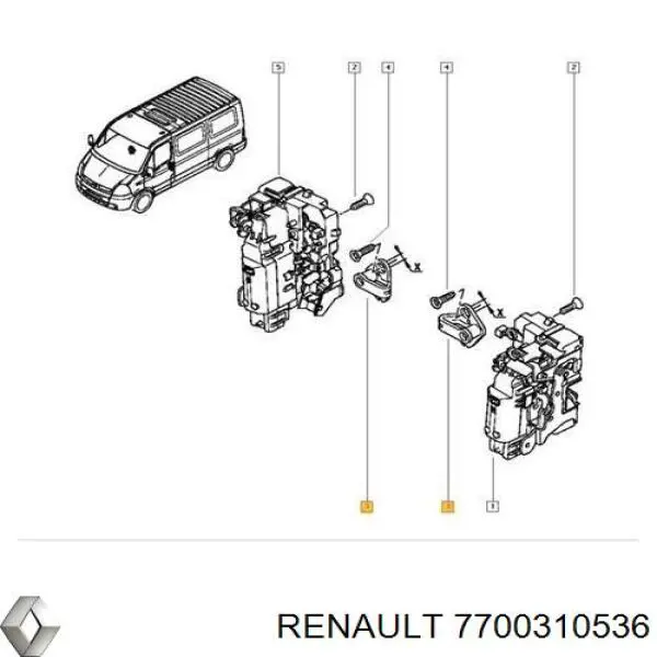 Pieza de cierre de puerta delantera Renault (RVI) 7700310536