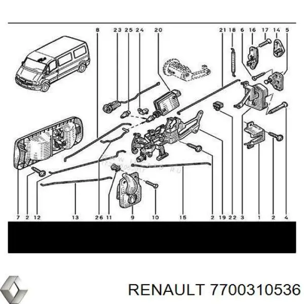 7700310536 Renault (RVI) Pieza de cierre de puerta delantera
