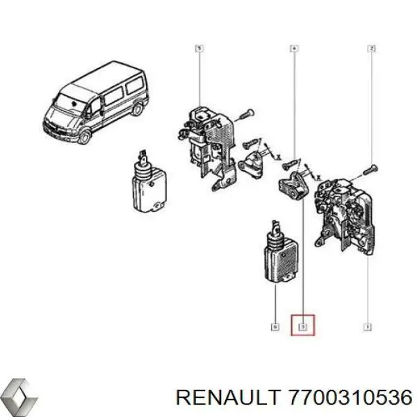 7700310536 Renault (RVI) cuña de cierre puerta corrediza delantera