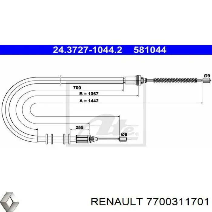 Comprar 7700311701 Renault (RVI) Cable de freno de mano trasero derecho