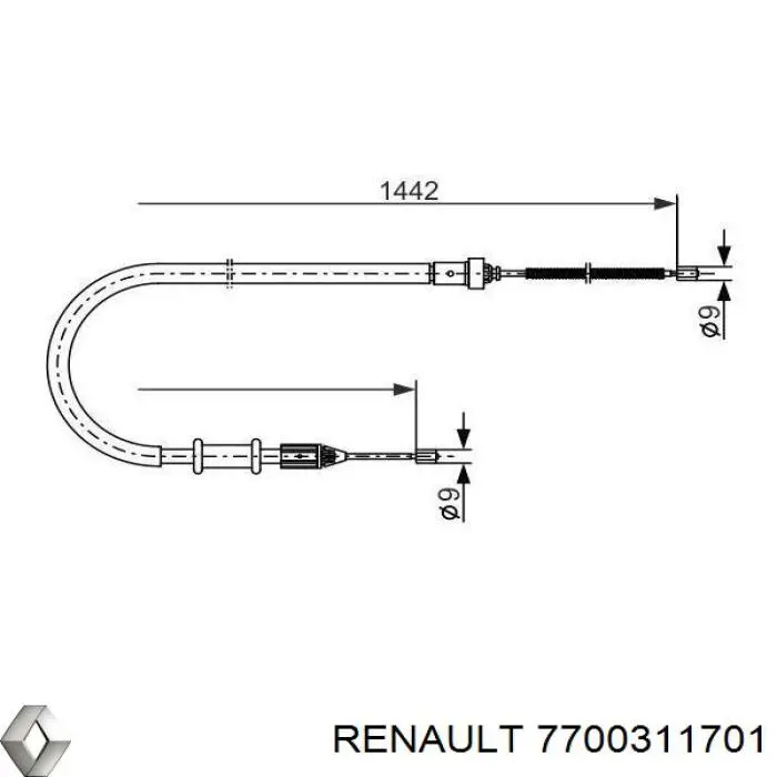 Cable de freno de mano trasero derecho Renault (RVI) 7700311701 precio, desde 11,34 EUR