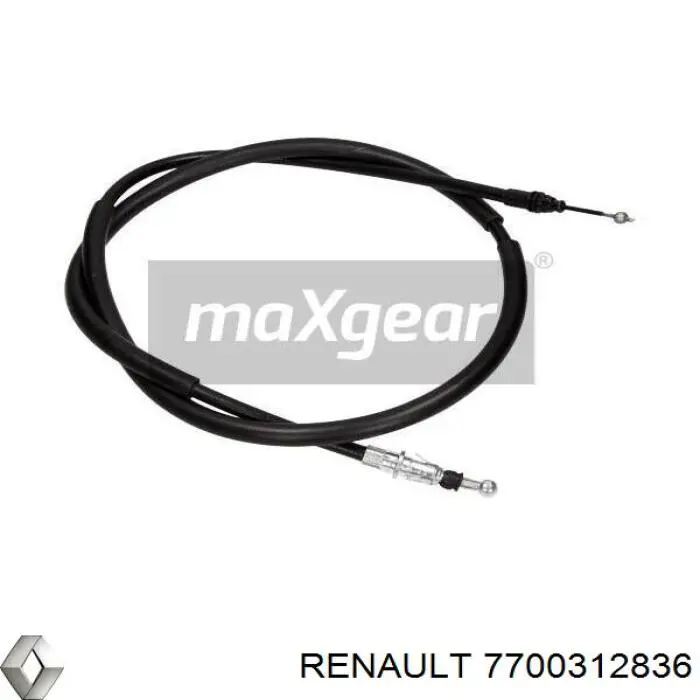 7700312836 Renault (RVI) cable de freno de mano trasero derecho