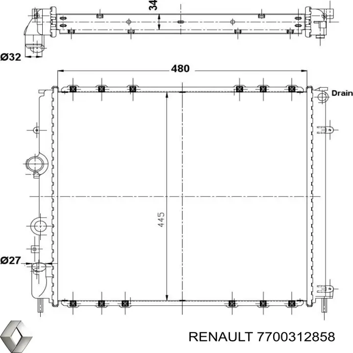 Água radiador Renault (RVI) 7700312858 precio, desde 67,34 EUR
