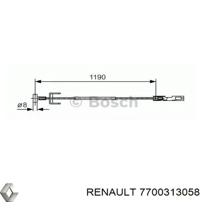 Cable intermedio de freno de mano 7700313058 Renault (RVI)