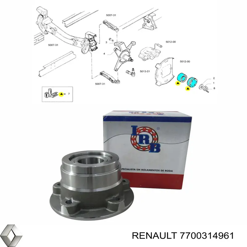 Cubo de rueda trasero 7700314961 Renault (RVI)
