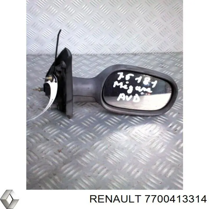 Espejo de retrovisor derecho 7700413314 Renault (RVI)