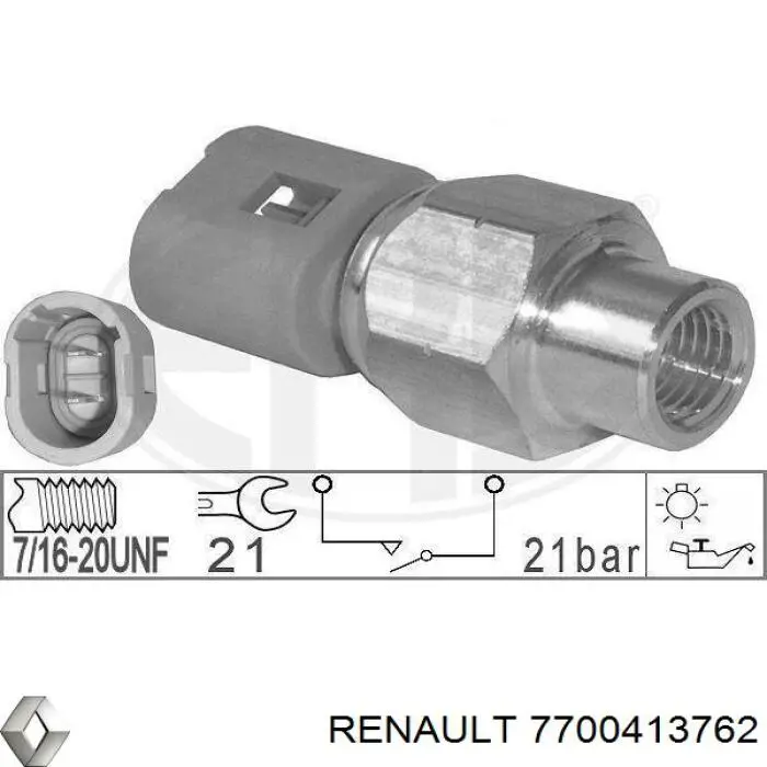 7700413762 Renault (RVI) sensor para bomba de dirección hidráulica