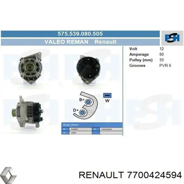 7700424594 Renault (RVI) alternador