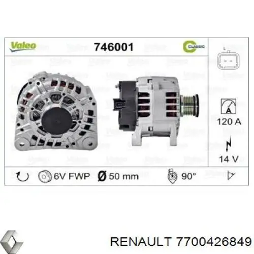 7700426849 Renault (RVI) Alternador de coche