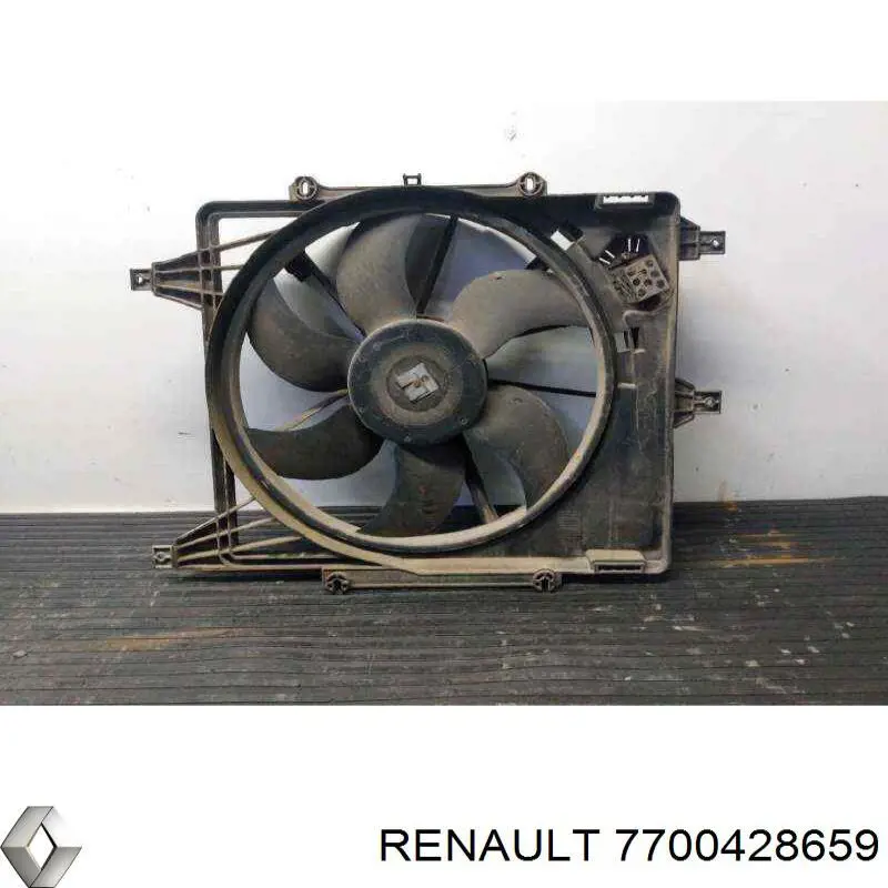 7700428659 Renault (RVI) difusor de radiador, aire acondicionado, completo con motor y rodete