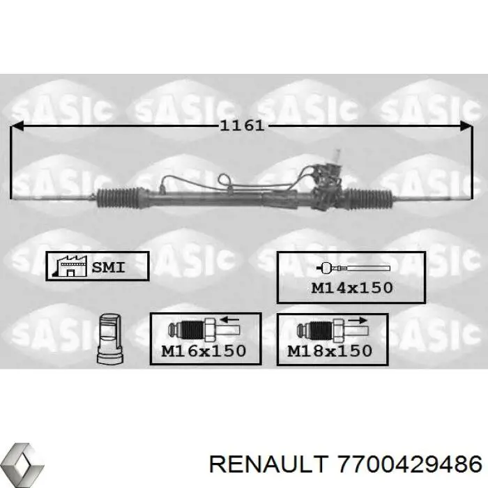 7700429486 Renault (RVI) cremallera de dirección