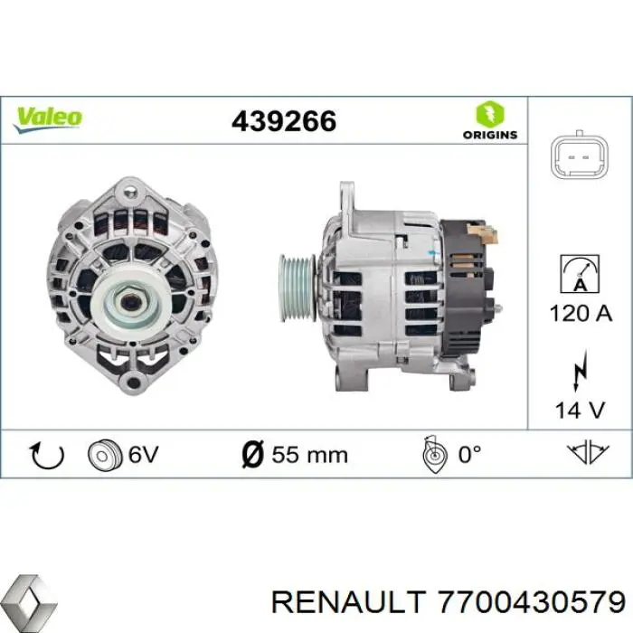 7700430579 Renault (RVI) alternador