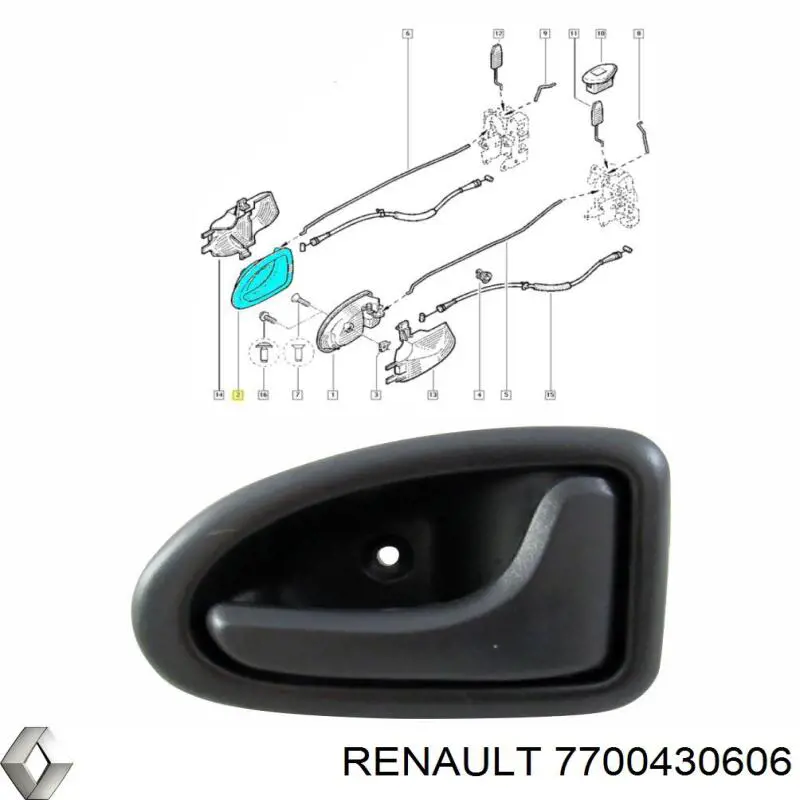 Comprar 8200646938 Renault (RVI) Manija interior derecha delantera/trasera de puerta