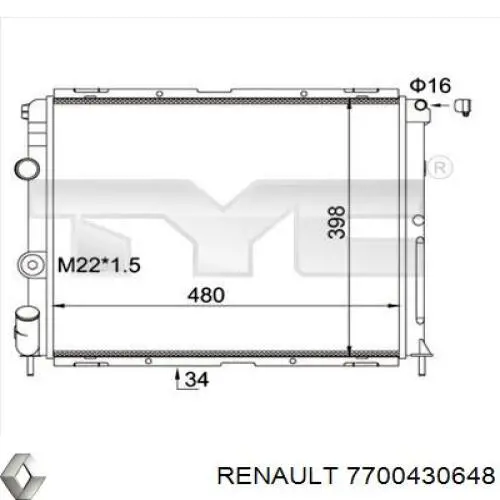 7700430648 Renault (RVI) radiador refrigeración del motor