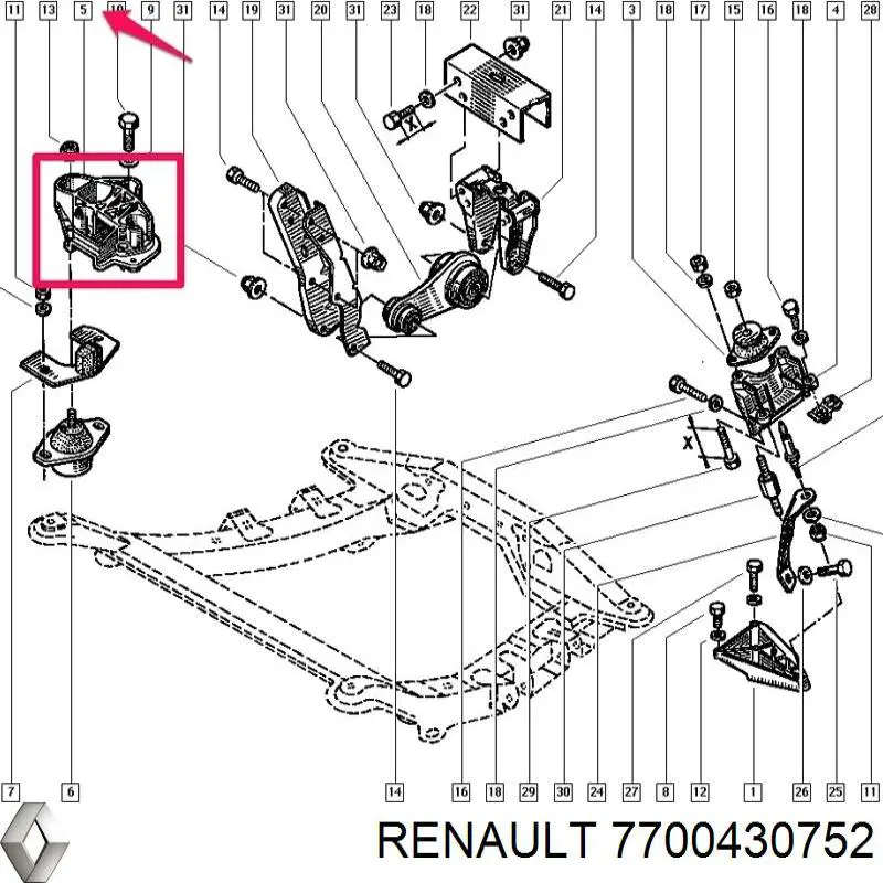 Soporte derecho del motor Renault (RVI) 7700430752 precio, desde 56,63 EUR