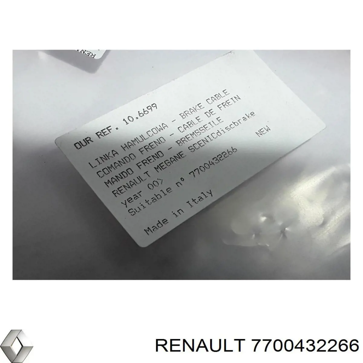 7700432266 Renault (RVI) cable de freno de mano trasero izquierdo