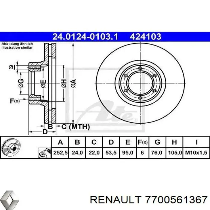 7700561367 Renault (RVI) disco de freno delantero