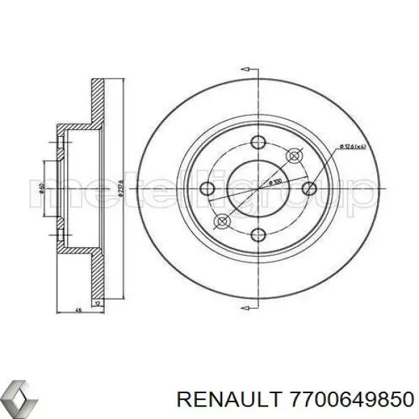 Disco de freno 7700649850 Renault (RVI)