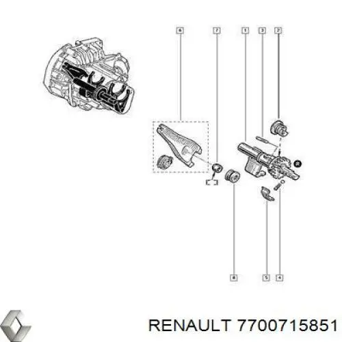 Buje de eje de horquilla de embrague 7700715851 Renault (RVI)