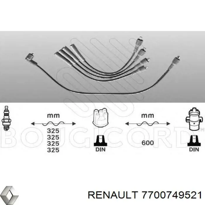 7700749521 Renault (RVI) cables de bujías