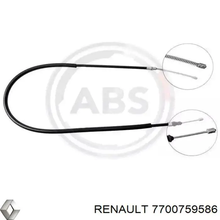 7700759586 Renault (RVI) cable de freno de mano trasero derecho/izquierdo