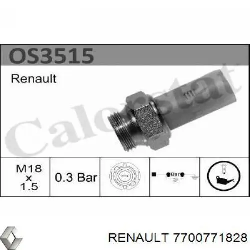 Manómetro de presión de aceite Renault (RVI) 7700771828 precio, desde 6,77 EUR