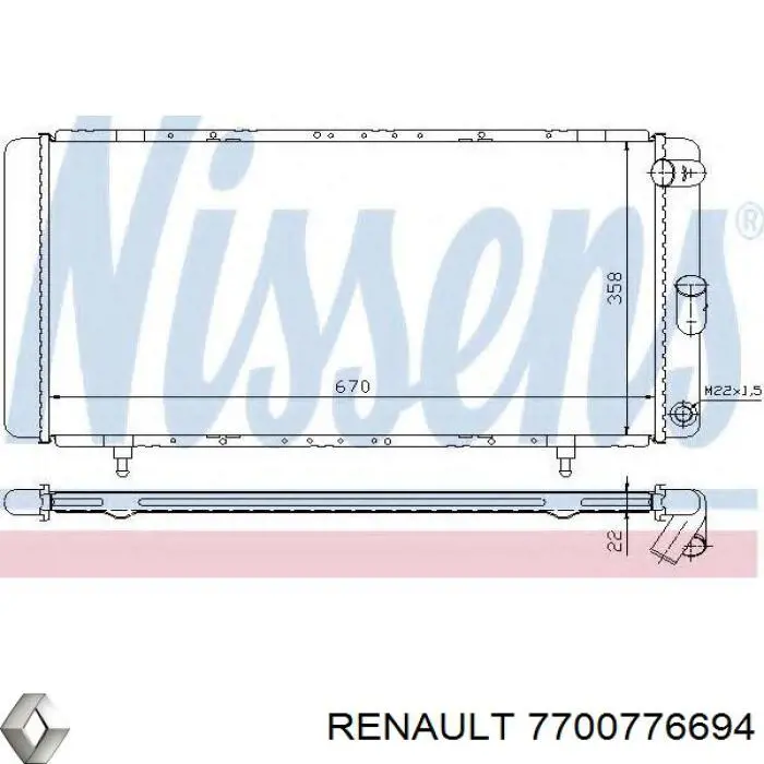 7700776694 Renault (RVI) radiador