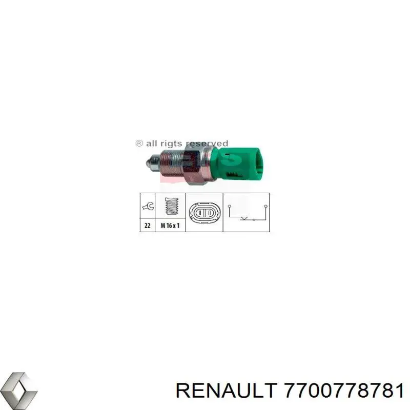 7700778781 Renault (RVI) sensor de marcha atrás