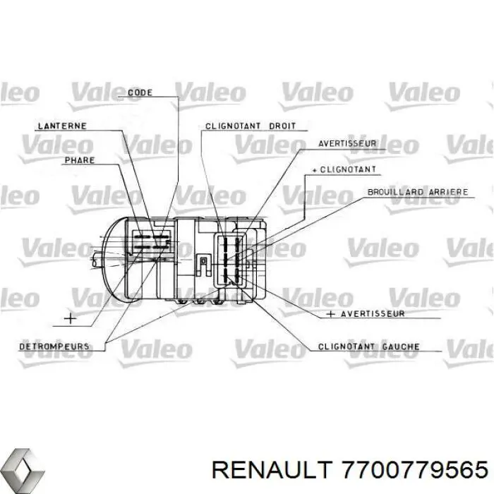 7700779565 Renault (RVI) conmutador en la columna de dirección izquierdo