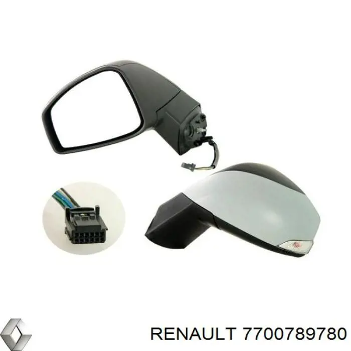 Espejo de retrovisor derecho 7700789780 Renault (RVI)