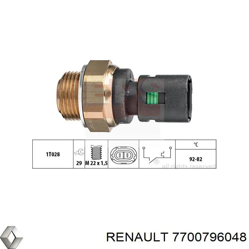 7700796048 Renault (RVI) sensor, temperatura del refrigerante (encendido el ventilador del radiador)