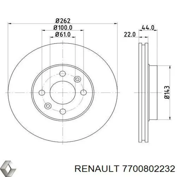 7700802232 Renault (RVI) disco de freno delantero