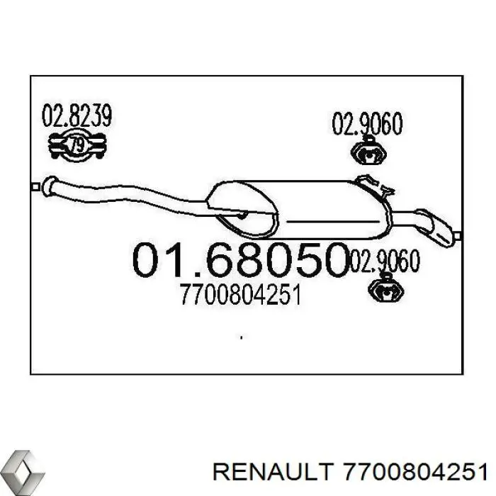 Silenciador trasero Renault (RVI) 7700804251 precio, desde 67,06 EUR