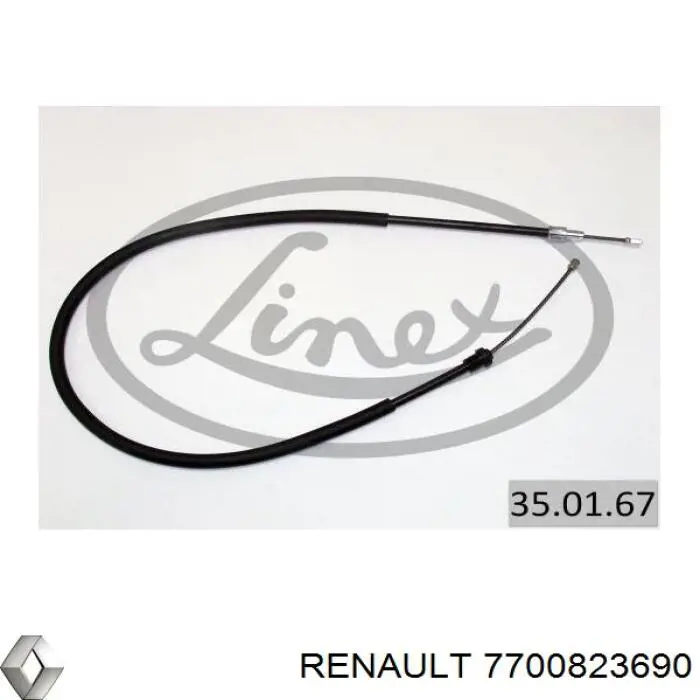 7700823690 Renault (RVI) cable de freno de mano trasero derecho/izquierdo