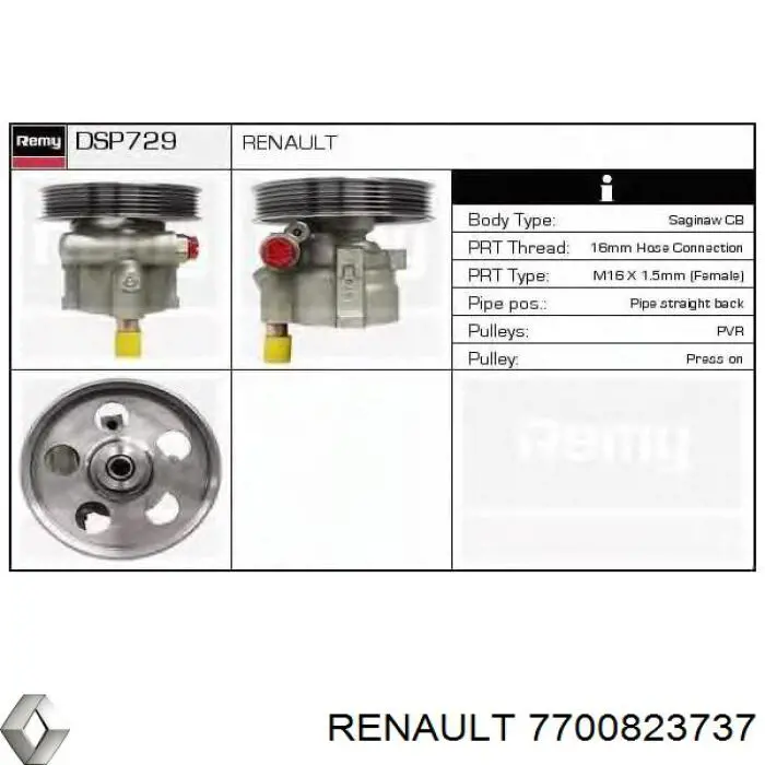 7700823737 Renault (RVI) bomba de dirección