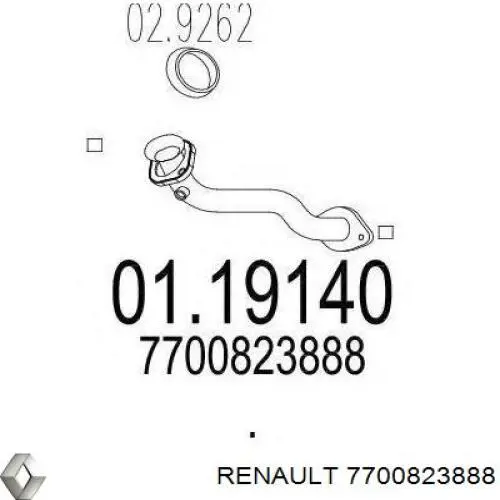7700823888 Renault (RVI) tubo de admisión del silenciador de escape delantero