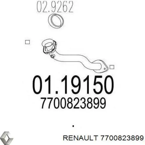 7700823899 Renault (RVI) tubo de admisión del silenciador de escape delantero