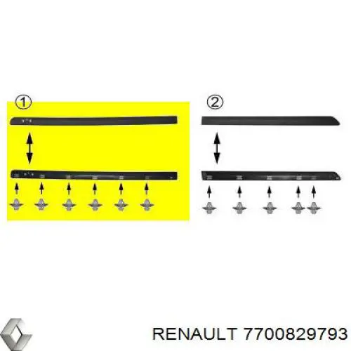 7700829793 Renault (RVI) moldura de la puerta delantera izquierda