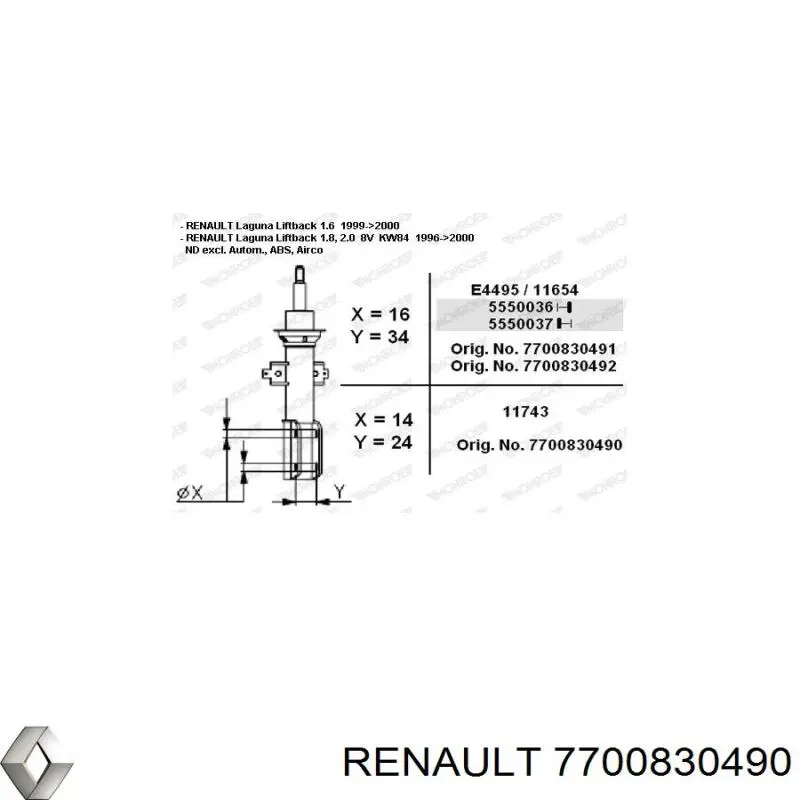 Comprar 7700830490 Renault (RVI) Amortiguador
