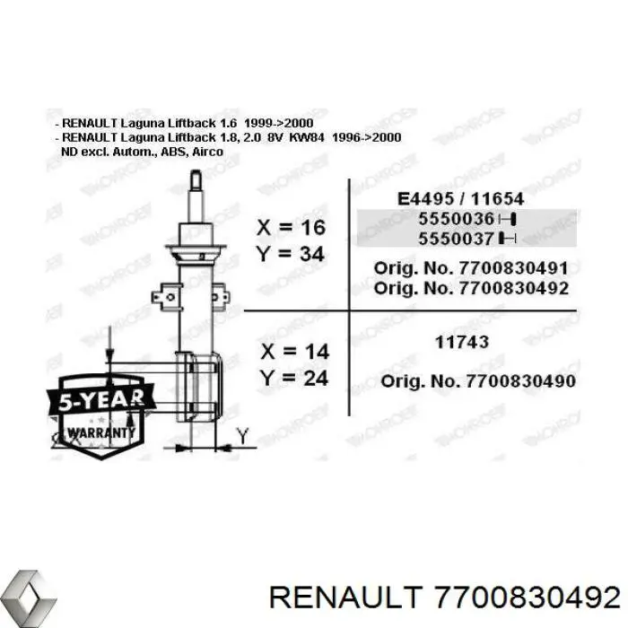 Amortiguadores Renault (RVI) 7700830492 precio, desde 47,89 EUR