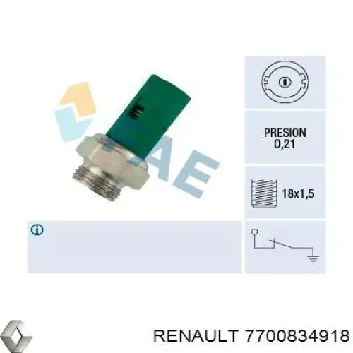 7700834918 Renault (RVI) sensor de presión de aceite
