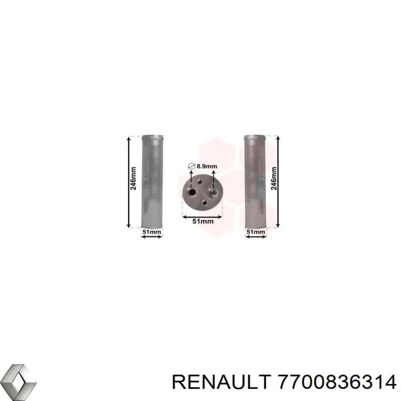 Comprar 7700836314 Renault (RVI) Filtro secador de aire acondicionado