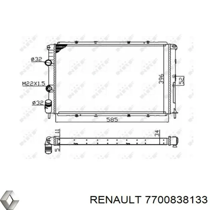 7700838133 Renault (RVI) radiador