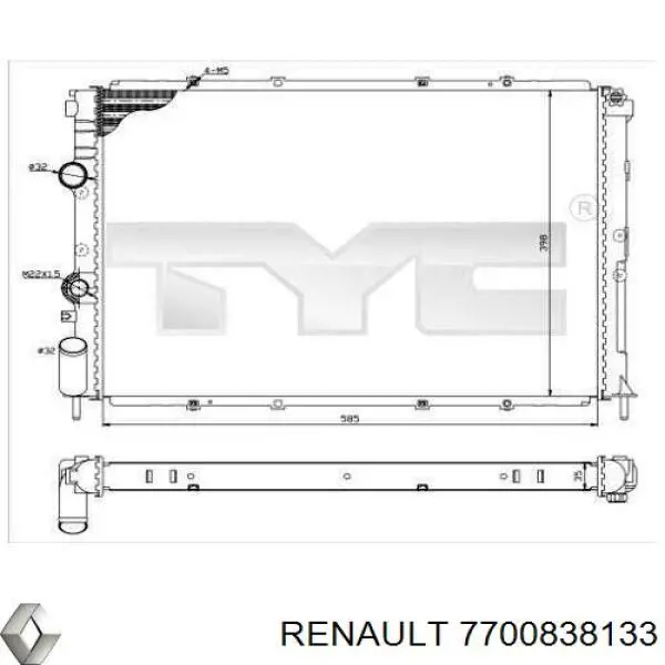 Água radiador Renault (RVI) 7700838133 precio, desde 58,08 EUR